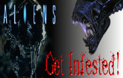 Aliens... Get Infested! (logo by Jim Harnock)